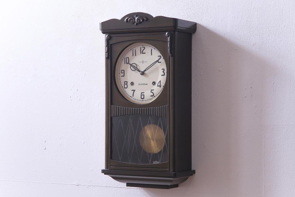 アンティーク雑貨　和製アンティーク　SEIKOSHA(精工舎、セイコー)　手巻き　ゼンマイ式柱時計(掛時計、振り子時計)
