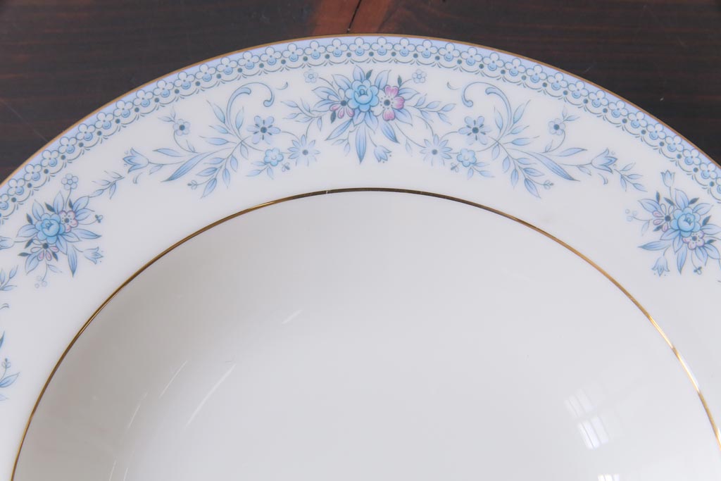 中古　ノリタケ(Noritake)　ブルーヒル(廃盤)　淡いブルーの花柄が可憐なスープ皿3枚セット(洋食器)(1)