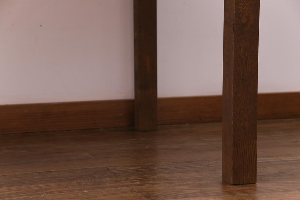 リメイク家具　天板オーク材　素朴な佇まいが魅力の引き出し付き作業テーブル(ダイニングテーブル、作業台)(1)