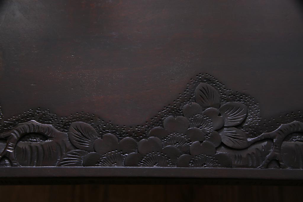 アンティーク家具　特注品　激レア!　華やかさが際立つ軽井沢彫りバタフライテーブル(エクステンションテーブル、ダイニングテーブル)(1)