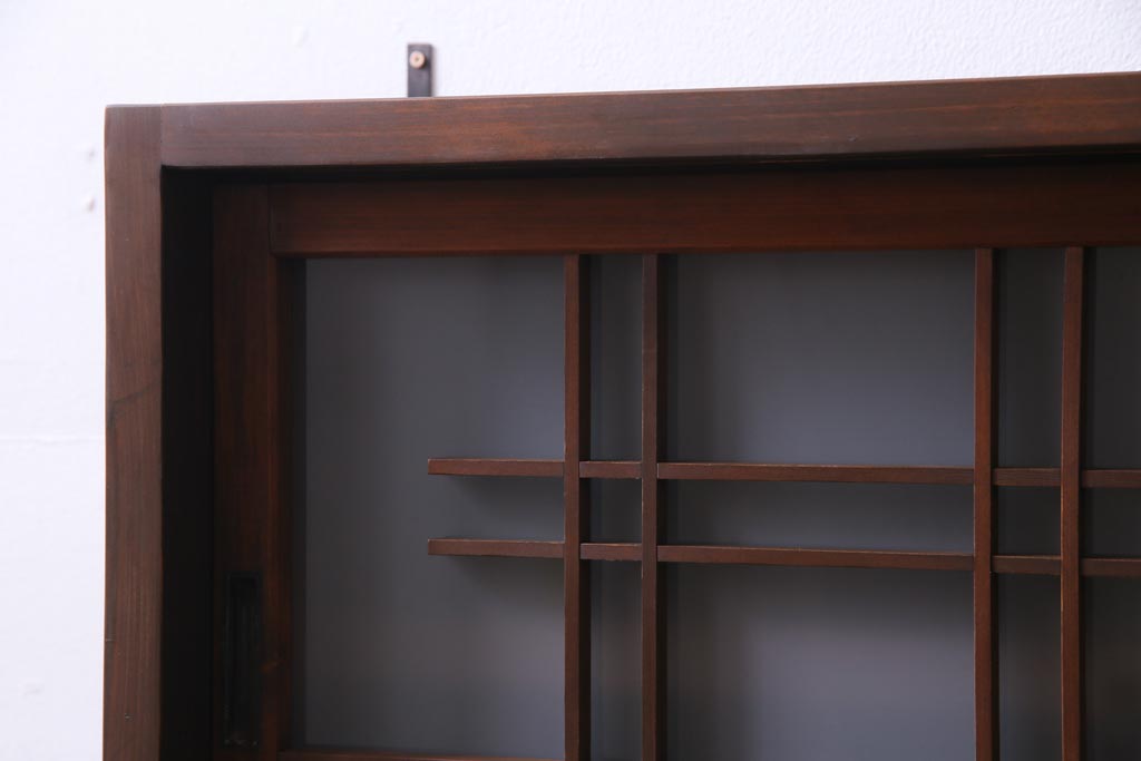 ラフジュ工房オリジナル　建具リメイク　シンプルな中に渋さのある壁掛け戸棚(ウォールシェルフ、吊り戸棚)(1)