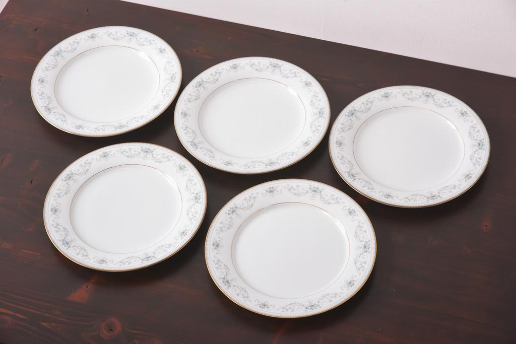 中古　ノリタケ(Noritake)　NOBLE(ノーブル) 2600　金彩　清楚な雰囲気漂う小花柄の小皿5枚セット(プレート、洋食器)(1)