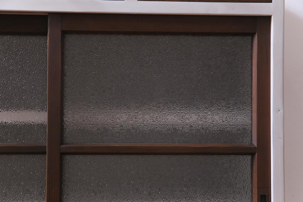 ラフジュ工房オリジナル　ダイヤガラス　古建具リメイク　ノスタルジックな脚付きペイント収納棚(戸棚)