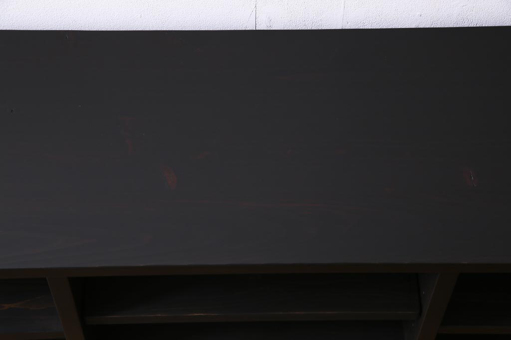 ラフジュ工房オリジナル　引き出しリメイク　黒漆と角手が渋さを演出するリビングボード(収納棚)