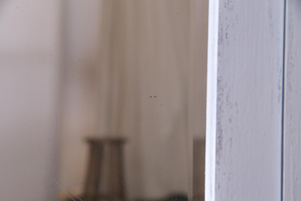 ペイント家具　イギリスアンティーク　可憐で落ち着きのあるグレーの薄型ワードローブ(洋服タンス)