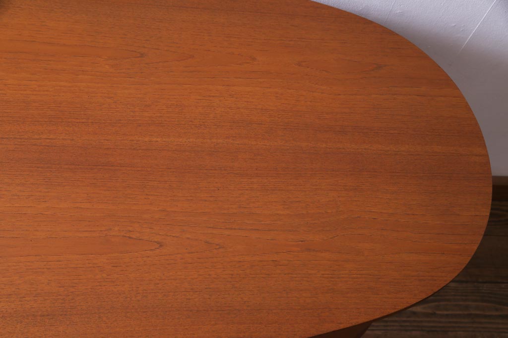 ビンテージ　北欧家具　チーク材　美しい木肌と柔らかなフォルムがお洒落なキドニーデスク(机、在宅ワーク、在宅用パートナーデスク、ヴィンテージ)
