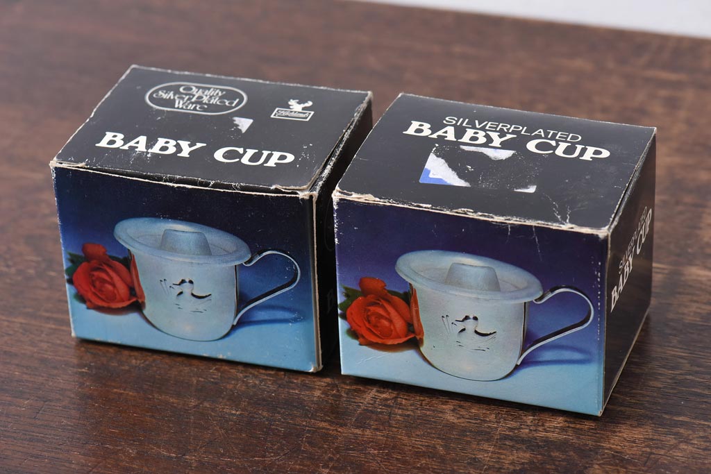ビンテージ　シルバープレート　箱付き　アヒルが可愛らしいシッピーカップ2個セット(ベビーマグカップ)