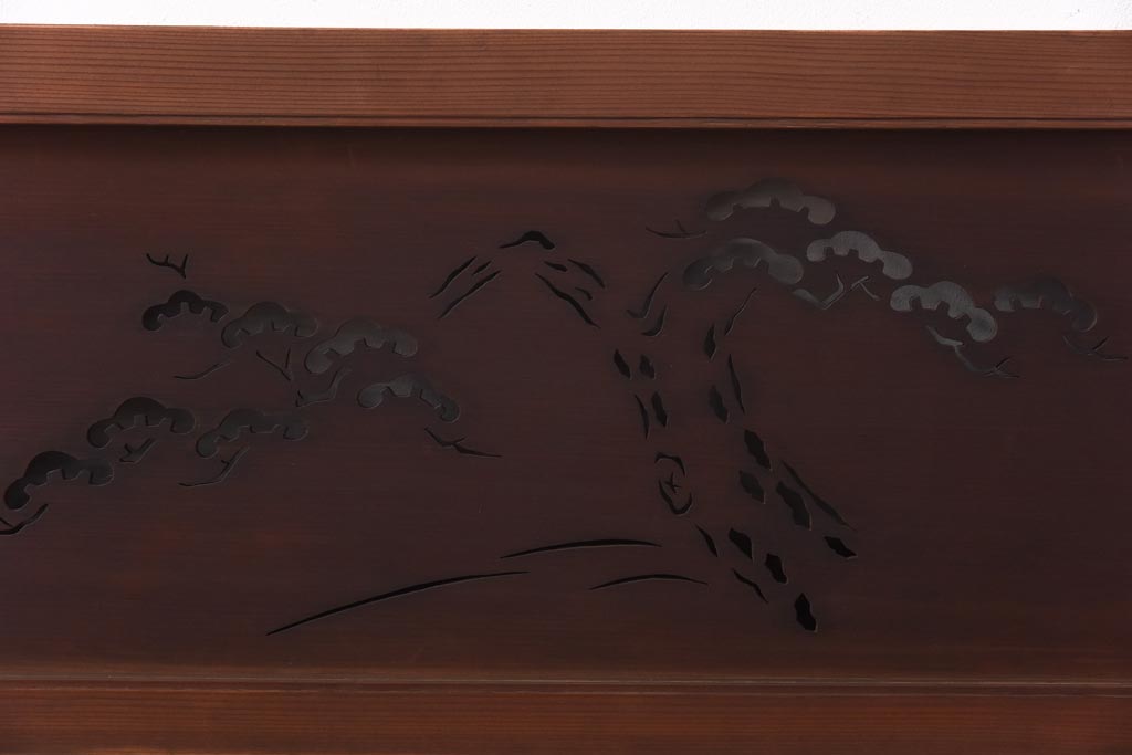 和製アンティーク　松と鳥の図　情緒溢れる透かしの欄間(明り取り、明かり取り)