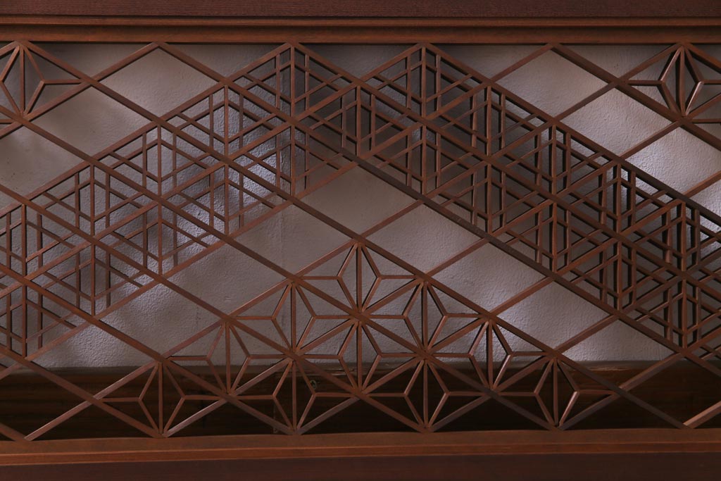 和製アンティーク　幾何学模様の細かな組子が素敵な欄間(明かり取り、明り取り)(1)