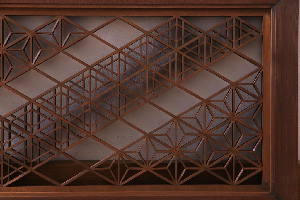和製アンティーク　幾何学模様の細かな組子が素敵な欄間(明かり取り、明り取り)(1)