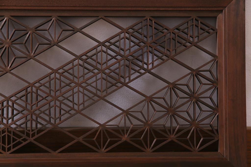 和製アンティーク　幾何学模様の細かな組子が素敵な欄間(明かり取り、明り取り)(2)