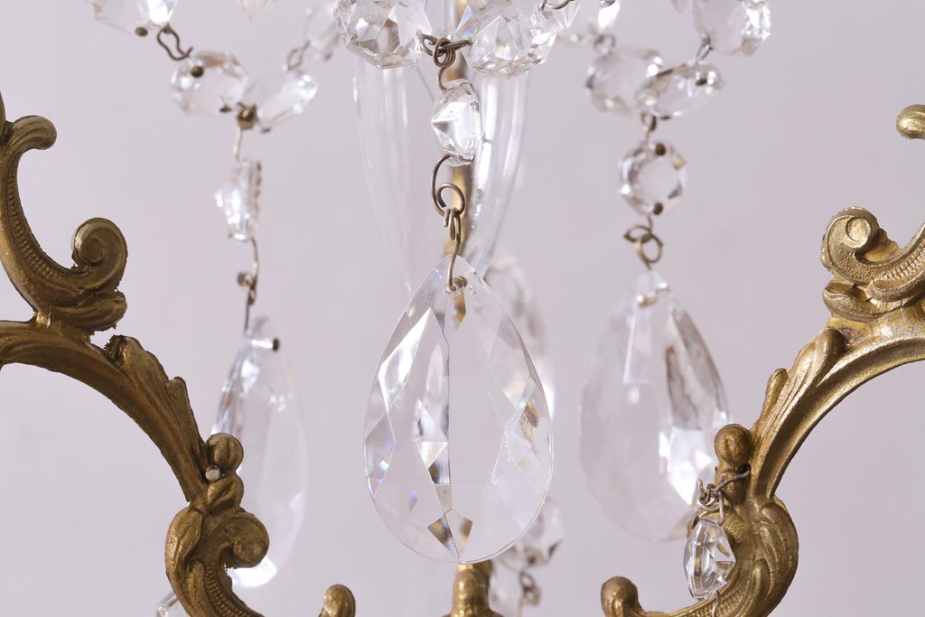 フランスビンテージ　小振りサイズが珍しいゴージャスなシャンデリア(ペンダントライト、天井照明、吊り下げ照明)