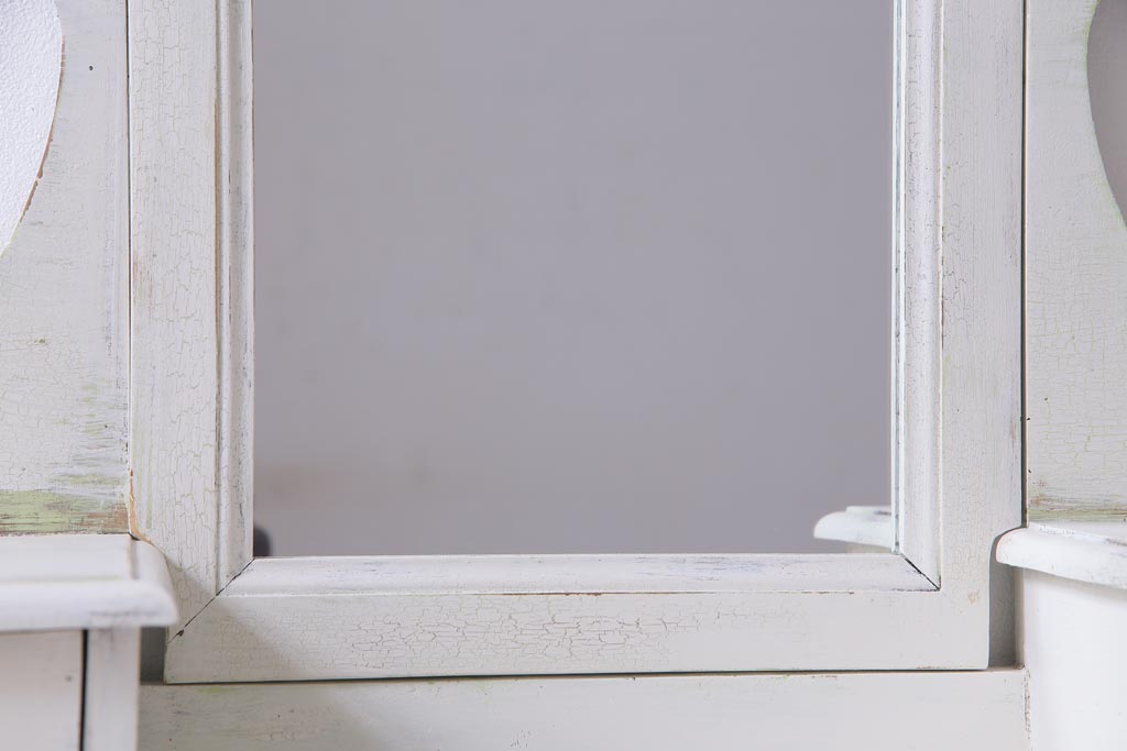 ペイント家具　フランスアンティーク　可憐な雰囲気を漂わせるドレッサー(ミラー、鏡)