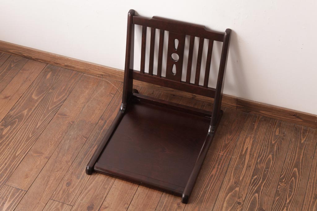 中古　北海道民芸家具　HM690 折りたたみ式　上品な風合いの座椅子(座イス)(1)