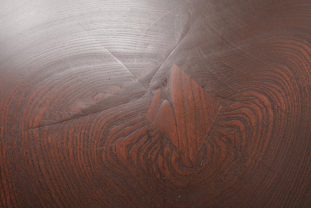 アンティーク雑貨　和製アンティーク　総ケヤキ材　明治大正期　美しい杢目となめらかな木肌が品格漂うローテーブル(飾り台)