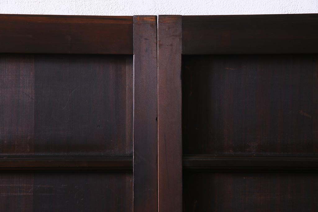 和製アンティーク　杉材　横桟が魅力の上質な帯戸2枚セット(板戸)