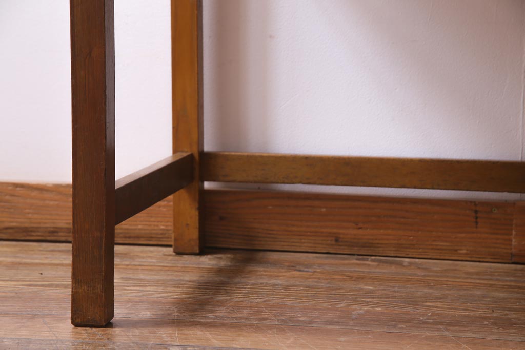 昭和レトロ　薄型リメイク　ナラ材・栗材　シンプルな引き出しの片袖デスク(机、在宅ワーク、在宅用ワークデスク)