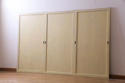 ペイント家具　温かなペイントカラーが優しげな板戸3枚セット(引き戸、建具)