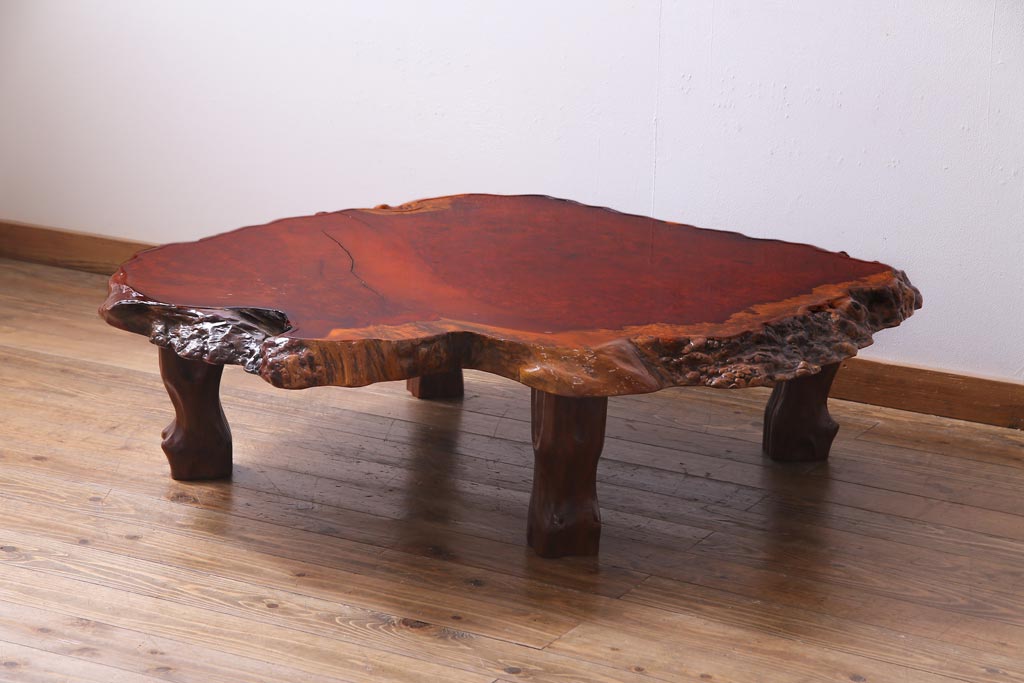 座卓 一枚板 輪切り ローテーブル ちゃぶ台 和製ビンテージ 和家具 昭和レトロ