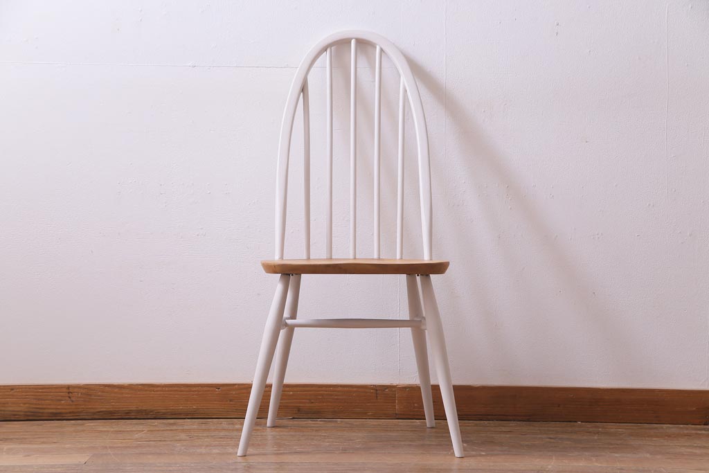 ヴィンテージ家具　ビンテージ　ERCOL(アーコール)　ツートンカラーがおしゃれなナチュラルペイントのクエーカーチェア(椅子)(2)