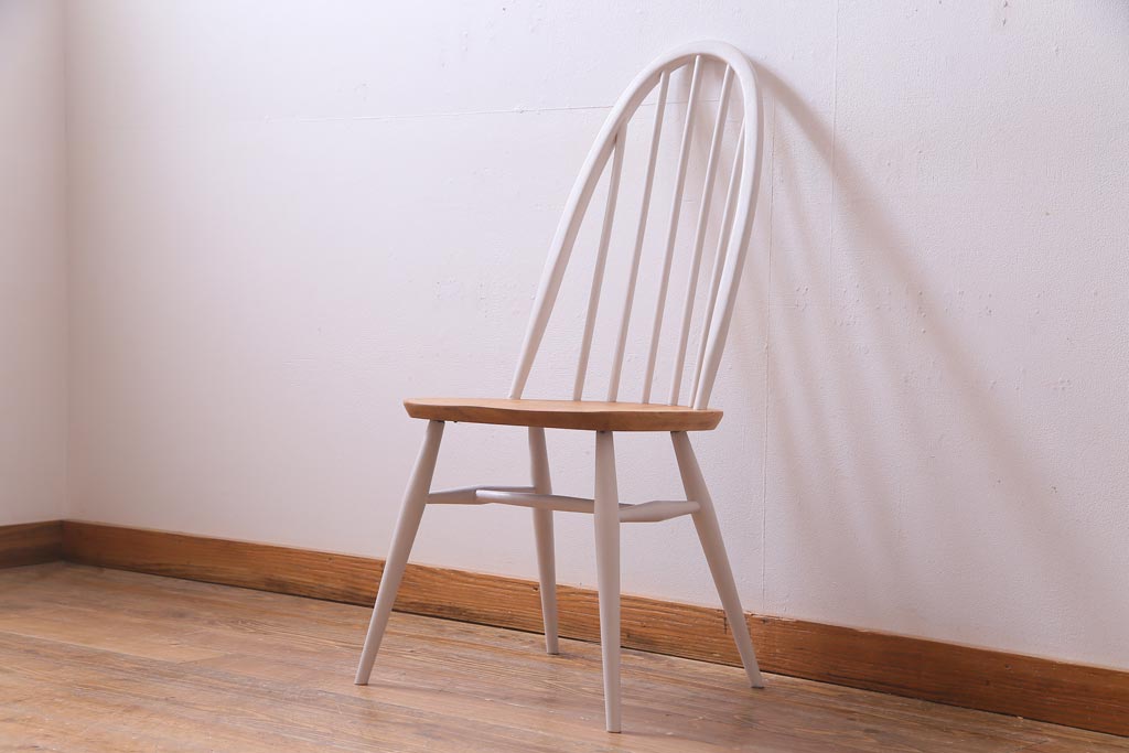 ヴィンテージ家具　ビンテージ　ERCOL(アーコール)　ツートンカラーがおしゃれなナチュラルペイントのクエーカーチェア(椅子)