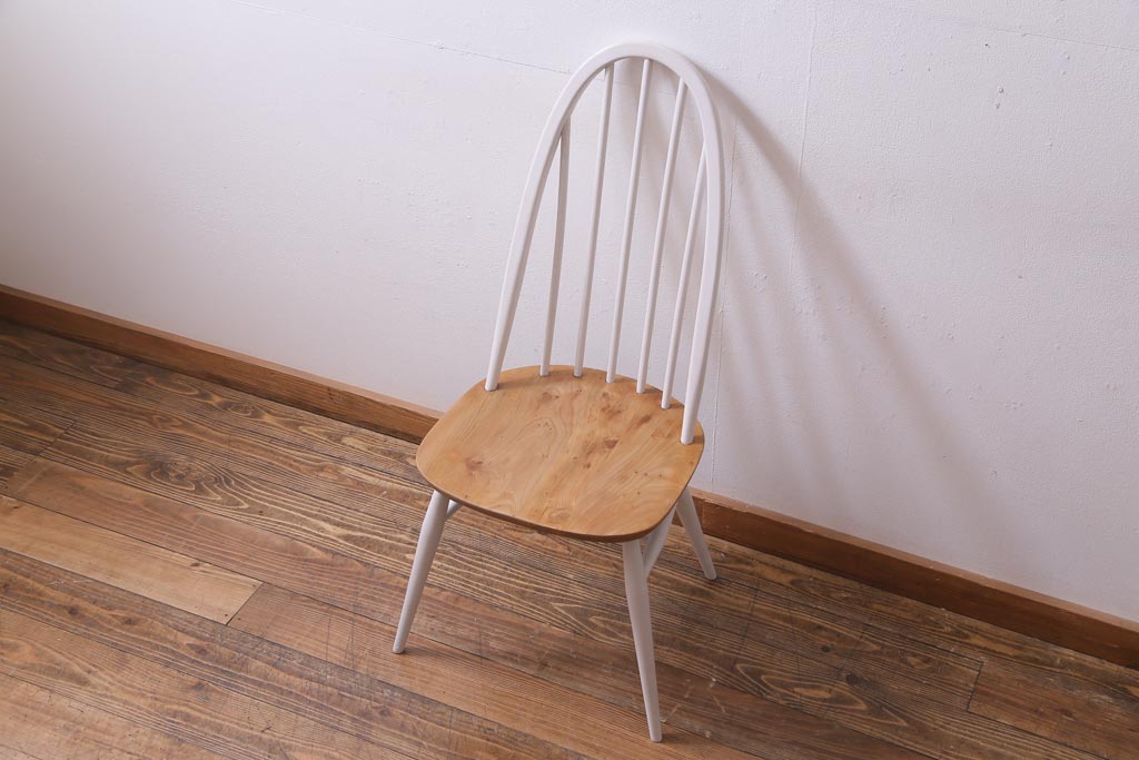 ヴィンテージ家具　ビンテージ　ERCOL(アーコール)　ツートンカラーがおしゃれなナチュラルペイントのクエーカーチェア(椅子)