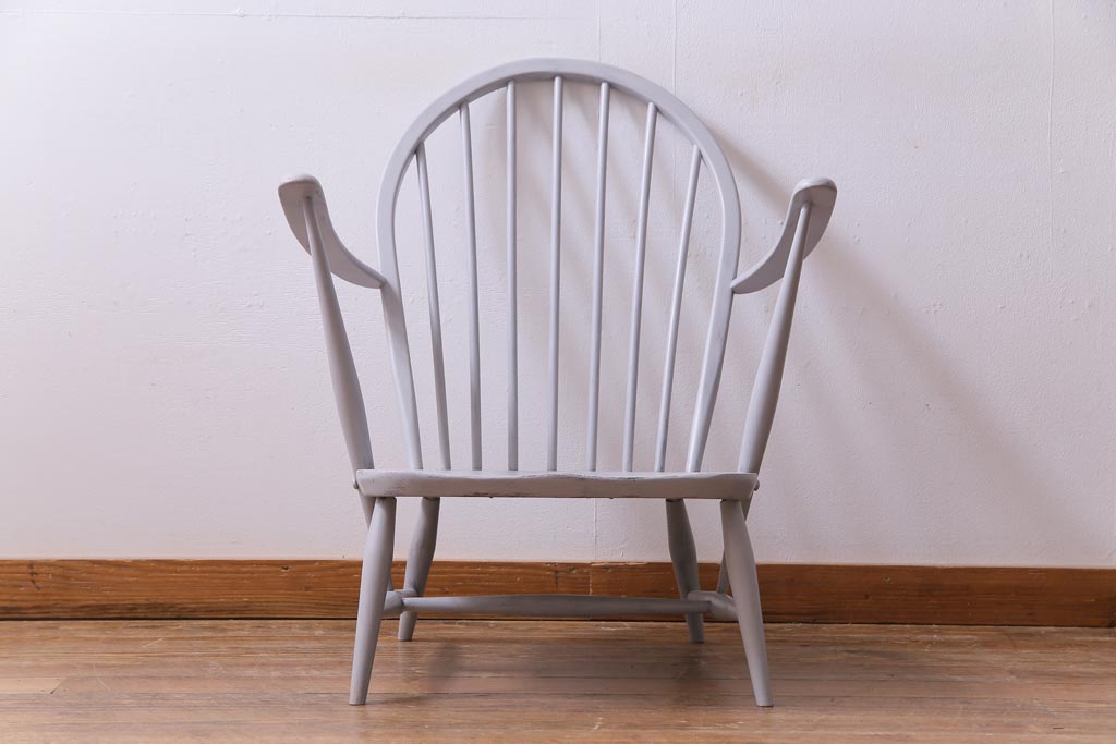ペイント家具　イギリスビンテージ　ERCOL(アーコール) フレンチシャビーなラウンジチェア(椅子、アームチェア)