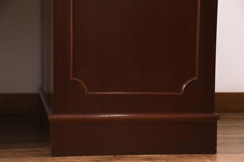 イギリス輸入家具　マホガニー材　レザートップ　高級感漂う組み立て式両袖デスク(プレジデントデスク、机、在宅ワーク、在宅用)