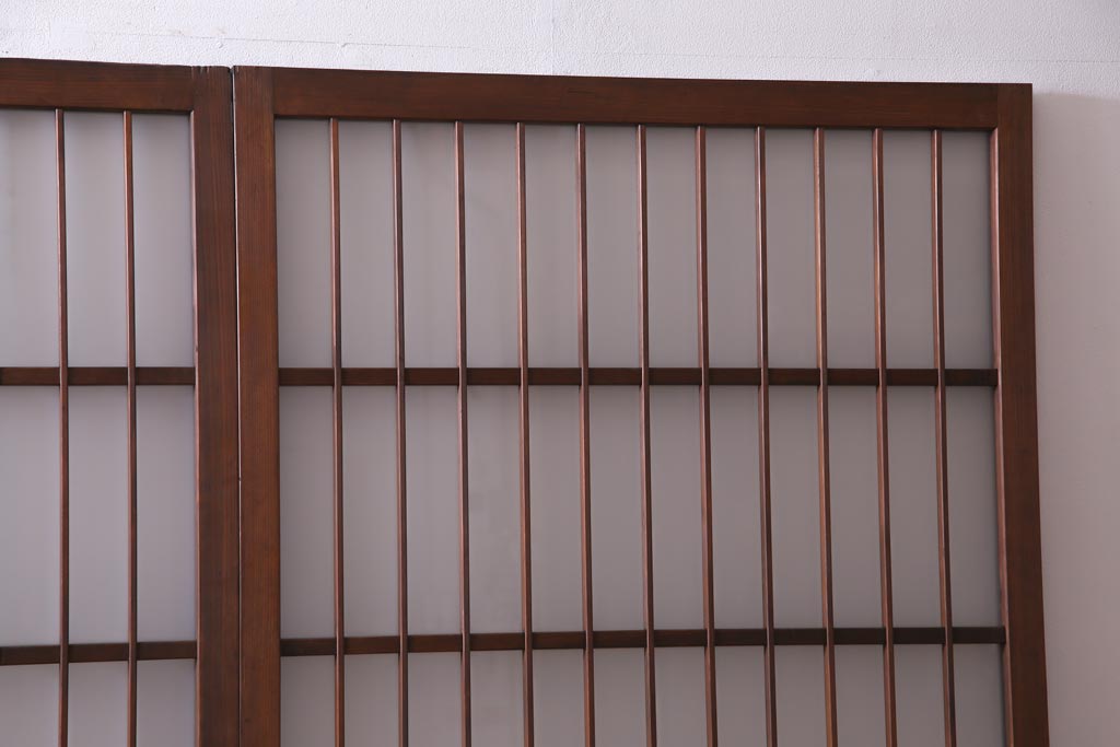 昭和期　当店オリジナルガラス入り　腰板ケヤキ材　腰付雪見　品の良いレトロなガラス戸4枚セット(引き戸、建具)