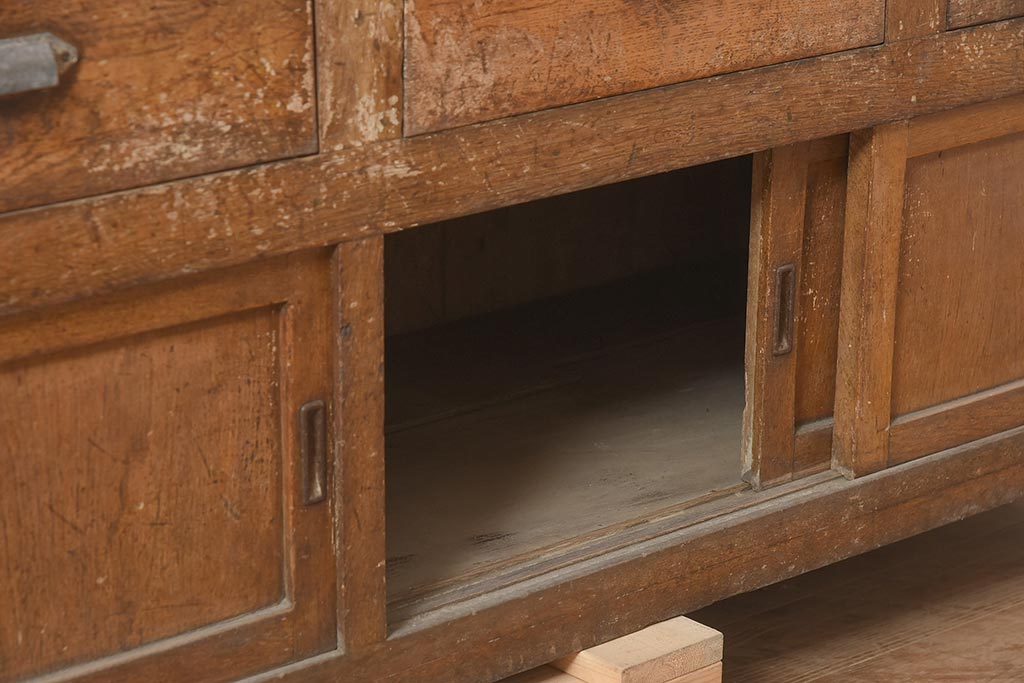 アンティーク家具　昭和中期　ナチュラルでレトロなガラスケース(ショーケース、陳列棚、マス目)(R-036708)