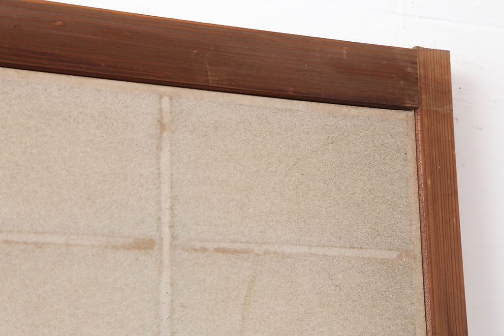 アンティーク建具　腰板ケヤキ材　横額入り障子戸2枚セット(ガラス帯戸、引き戸、建具)(R-036767)