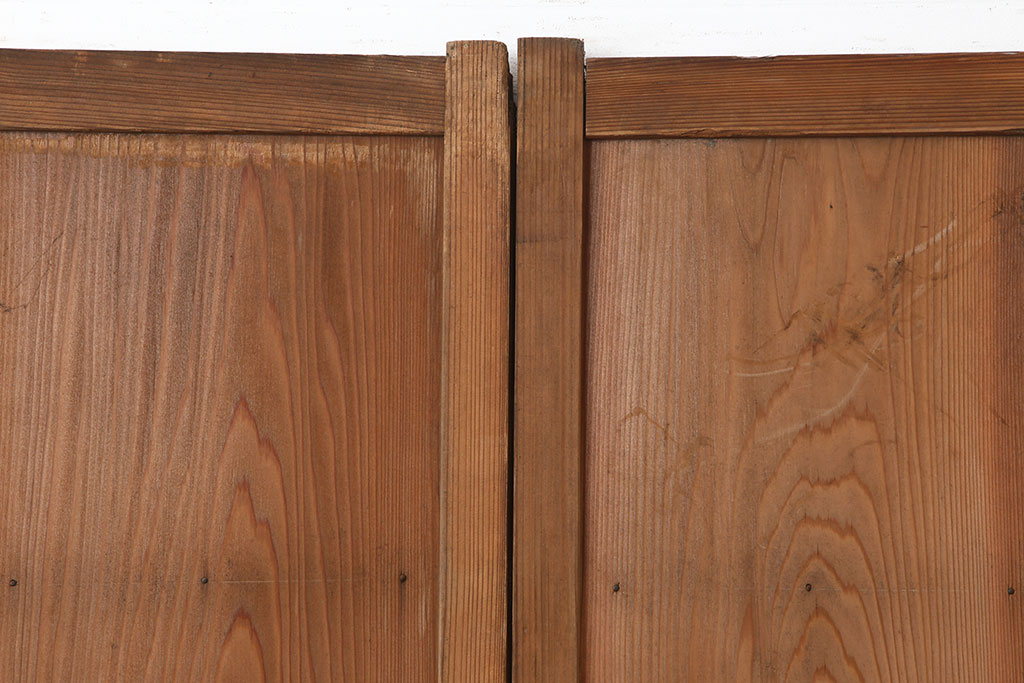 アンティーク建具　木味を楽しめる板戸2枚セット(引き戸、建具)(R-036799)