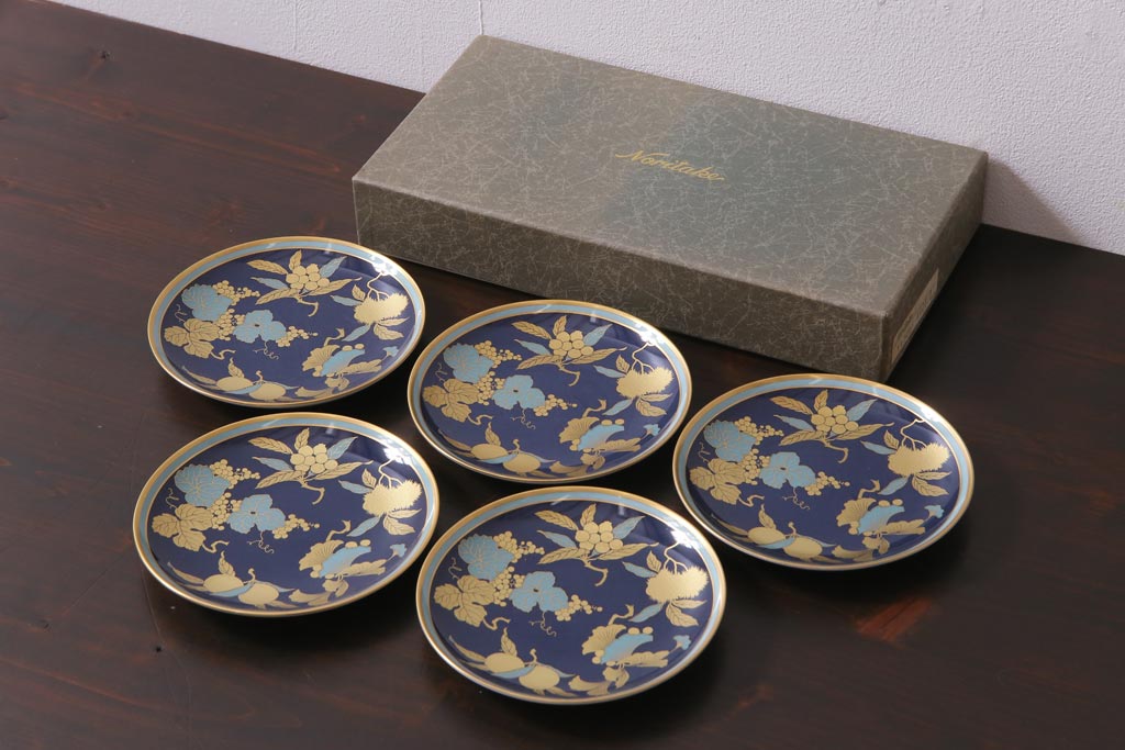 中古　廃版品　ノリタケ(Noritake)　Studio Collection(スタジオコレクション)　玉鬘(たまかずら)　銘々皿5枚セット・箱付き(プレート、食器)