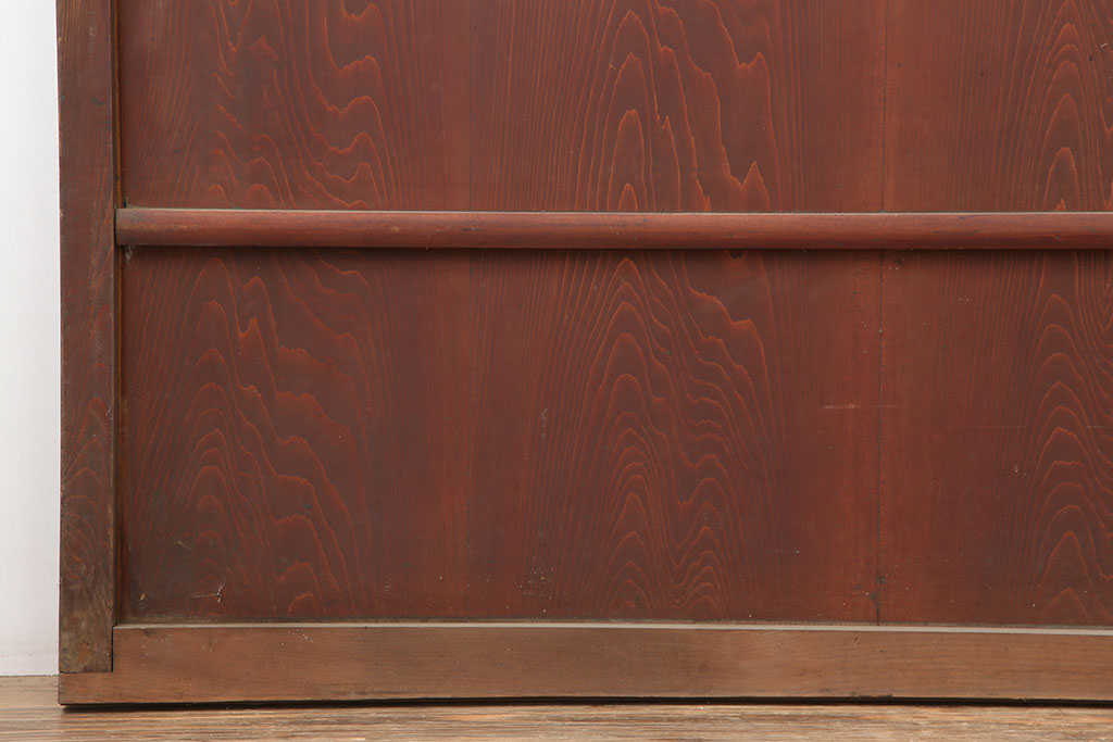 アンティーク建具　木味を楽しめる板戸2枚セット(引き戸、建具、舞良戸)(R-037005)