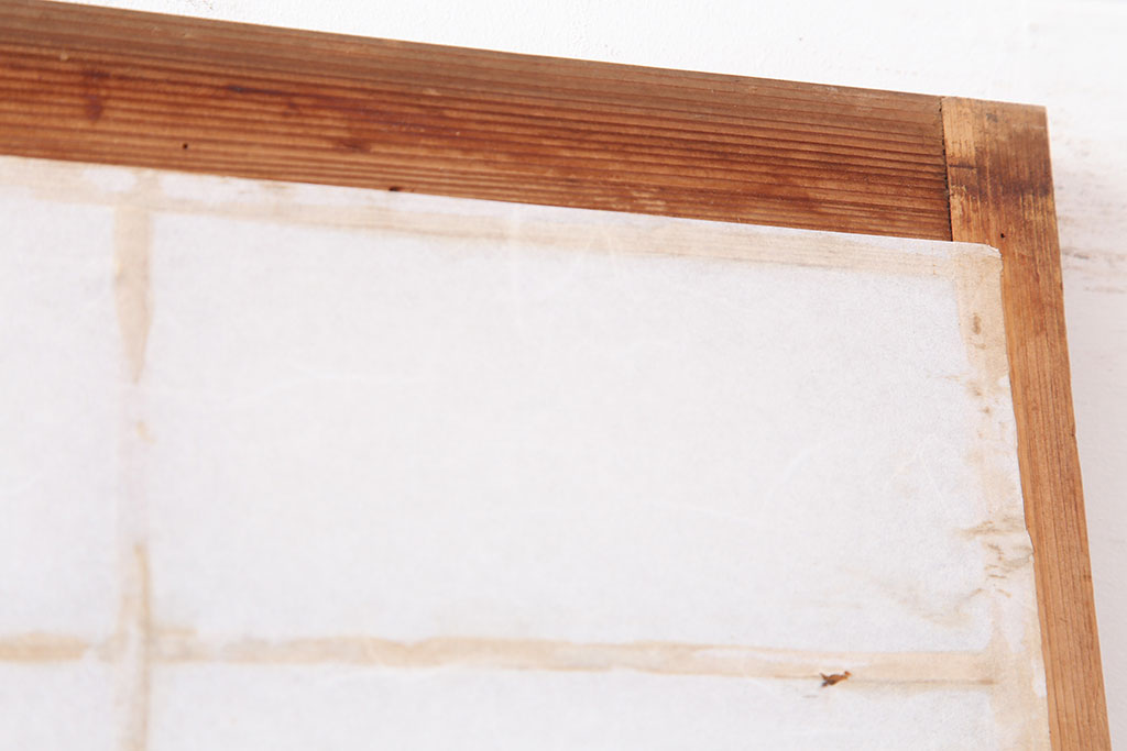 アンティーク建具　昭和初期　浮造りのような木目が目を引く障子戸2枚セット(建具、引き戸)(R-037013)