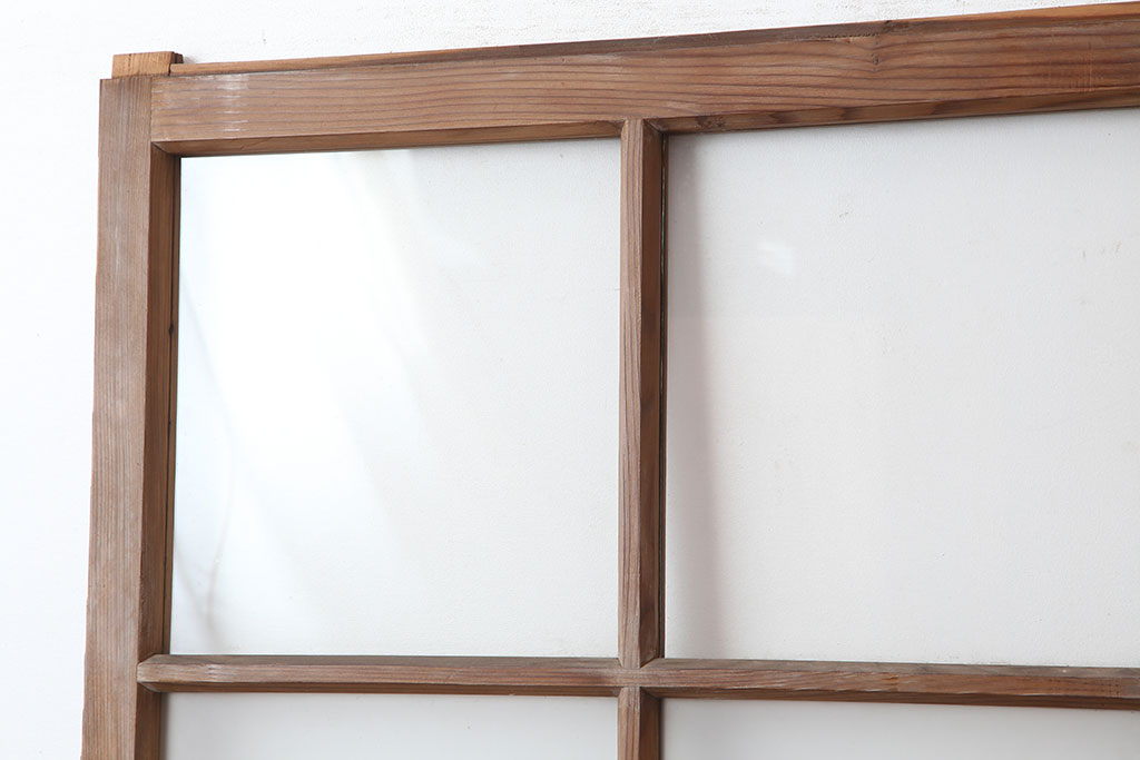 アンティーク建具　和製アンティーク　昭和初期　味のある風合いのレトロなガラス戸2枚セット(建具、引き戸)(R-037062)