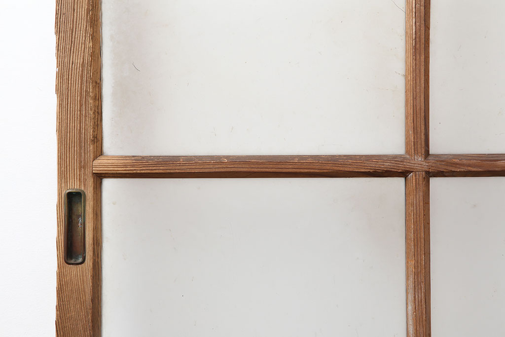 アンティーク建具　和製アンティーク　昭和初期　味のある風合いのレトロなガラス戸2枚セット(建具、引き戸)(R-037062)