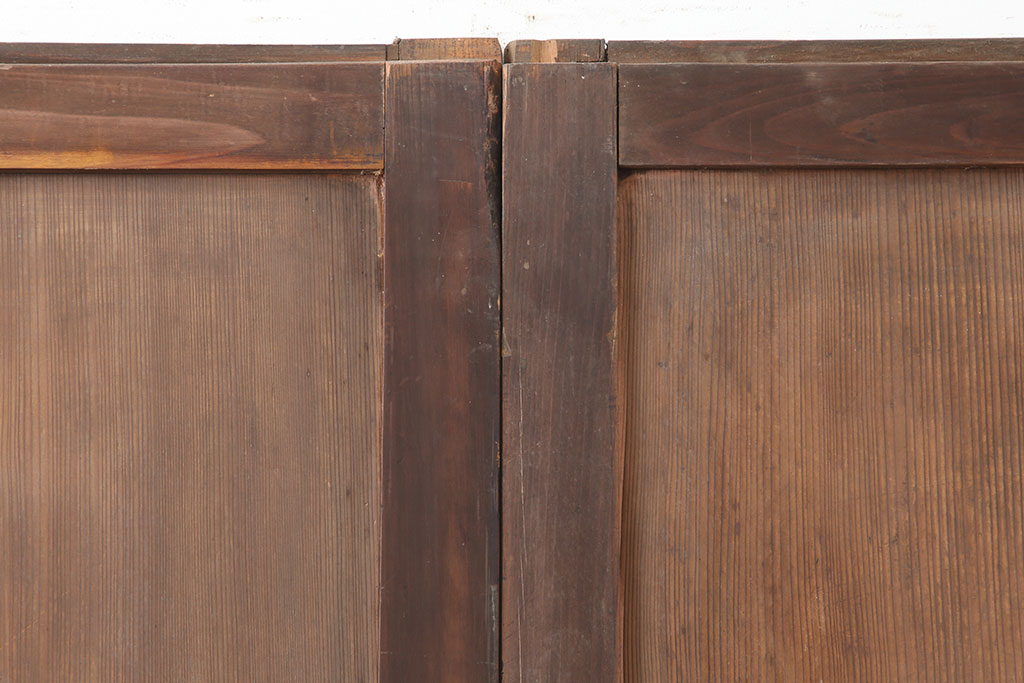 アンティーク建具　和製アンティーク　明治大正期　杉材一枚板のシンプルな板戸2枚セット(帯戸、建具、引き戸)(R-037112)
