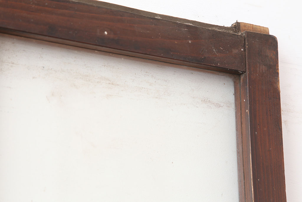アンティーク建具　和製アンティーク　昭和初期　幅狭　和洋折衷の空間にも馴染むガラス戸2枚セット(引き戸、建具)(R-037116)