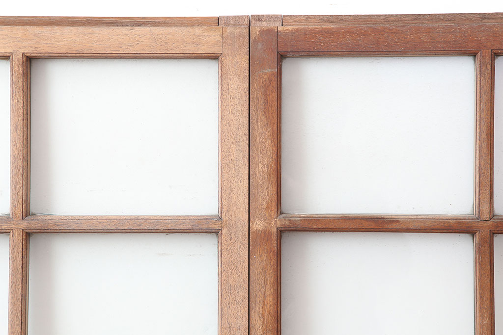 アンティーク建具　レトロな雰囲気漂うガラス戸4枚セット(窓、引き戸)(R-037125)