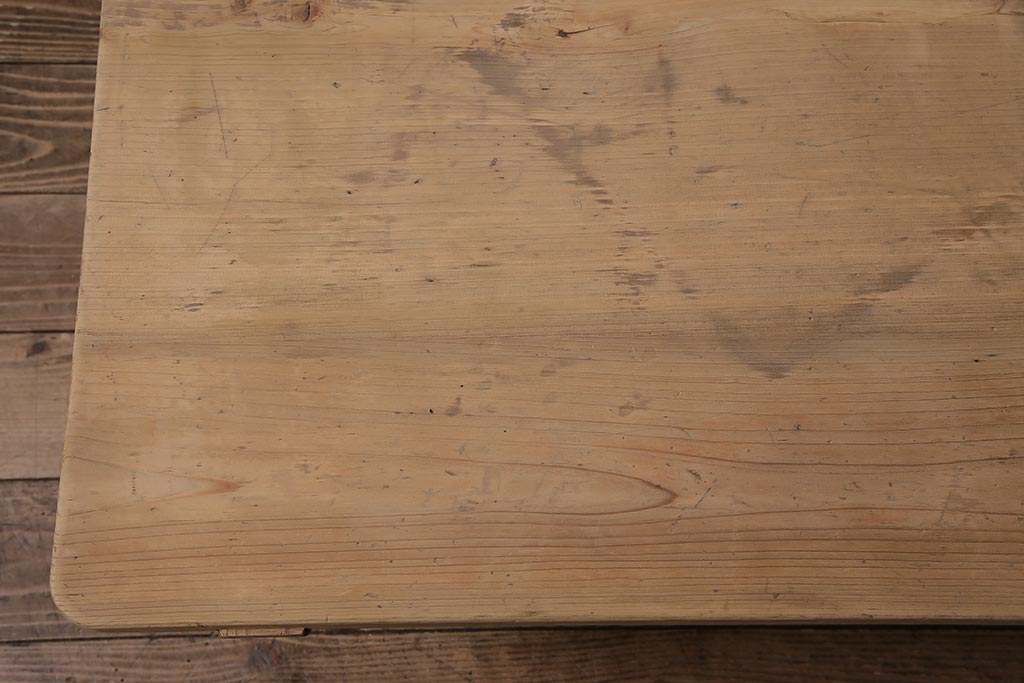 アンティーク家具　昭和初期　ストリップド(剥離)　ヒノキ材　和洋折衷な文机(ローテーブル)(R-037205)
