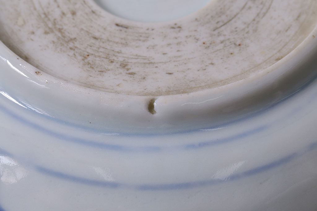 アンティーク雑貨　古民具・骨董　江戸後期　染付　4.6寸なます皿2枚セット(和食器、小皿)(R-037217)