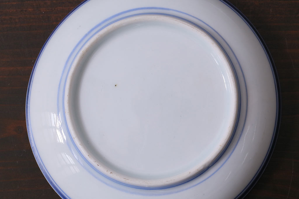 アンティーク雑貨　幕末~明治　花蝶図　染付　3.5寸小皿3枚セット(和食器)(R-037219)