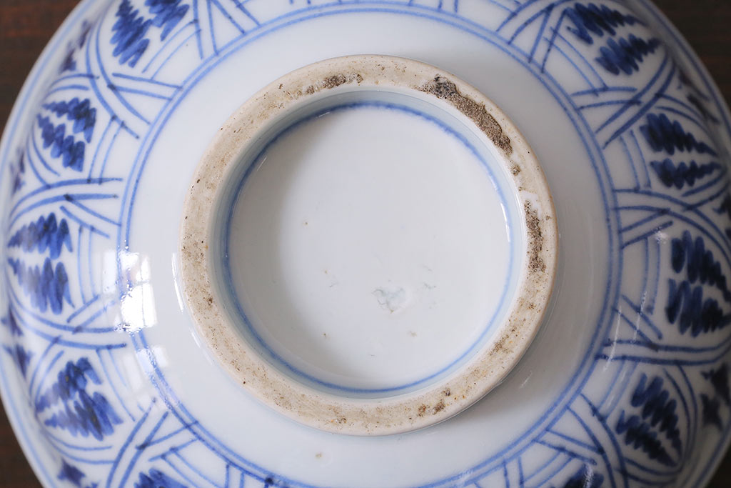 アンティーク雑貨　古民具・骨董　味のある絵柄の蓋茶碗3客セット(和食器)(R-037291)