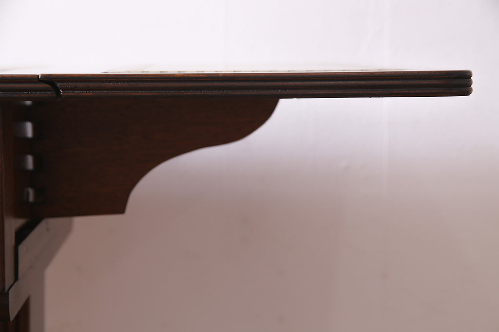 アンティーク家具　イギリスアンティーク　マホガニー材　レザートップがお洒落なバタフライコンソールテーブル(サイドテーブル)