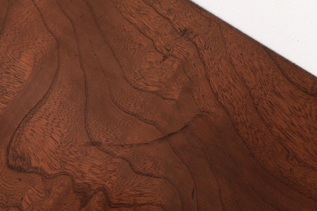 アンティーク家具　総ケヤキ材　一枚板を贅沢に使用したダイナミックな杢目の角ちゃぶ台(ローテーブル)(R-037371)
