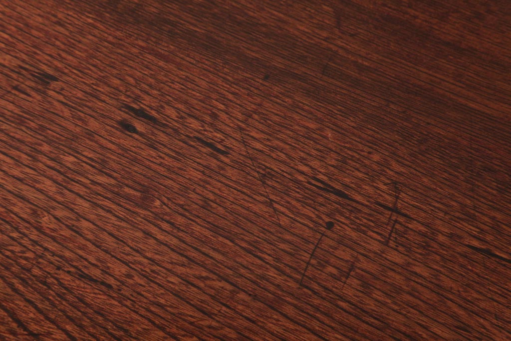 レトロ家具　栓材一枚板　シンプルで使い勝手の良い角ちゃぶ台(ローテーブル)(R-037372)
