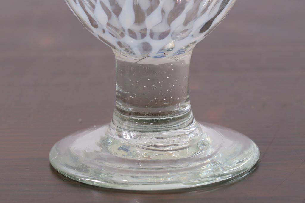 アンティーク雑貨　レトロ雑貨　大正期　赤縁玉垂れ文なつめ形氷コップ(グラス)(R-037392)