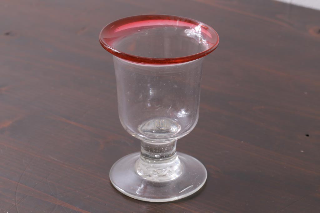 アンティーク雑貨 大正期 赤縁 上品な赤い色が目をひく氷コップ(吹ガラス)(R-037393) | ラフジュ工房