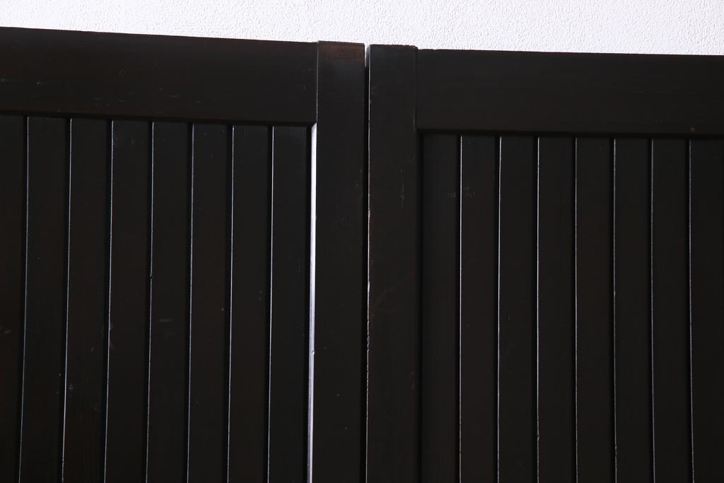 アンティーク建具　和製アンティーク　深い色合いが趣きのある平格子戸2枚セット(引き戸、建具)(R-037411)